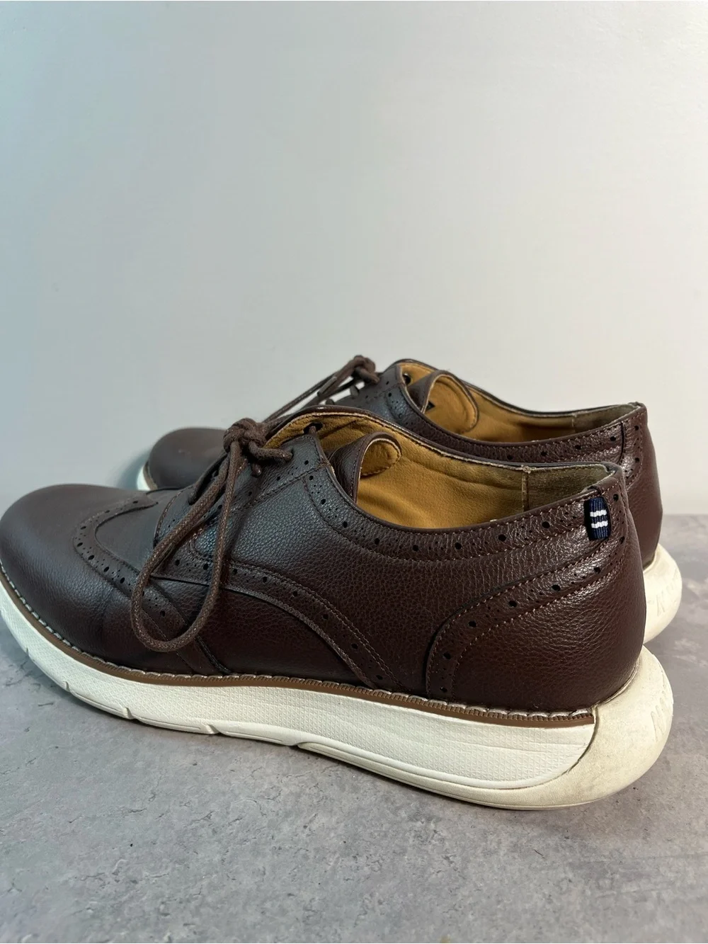 Nautica Brown Leather Wingtip Oxford Shoes Comfortable Dress Casual Men’s 10.5